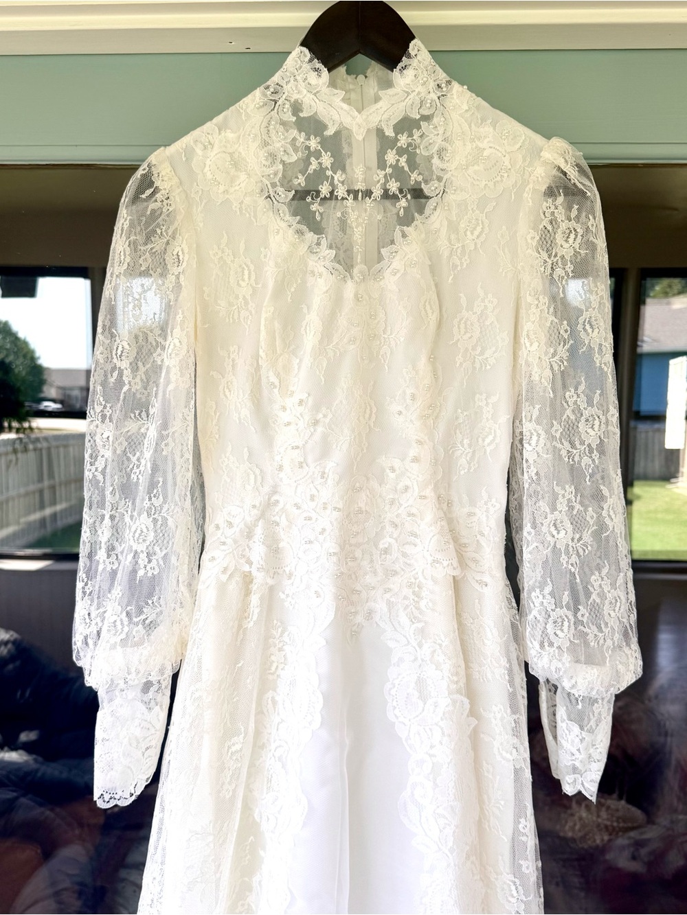 Vintage 1970s Morilee Victorian Revival Lace Wedding Dress Gown